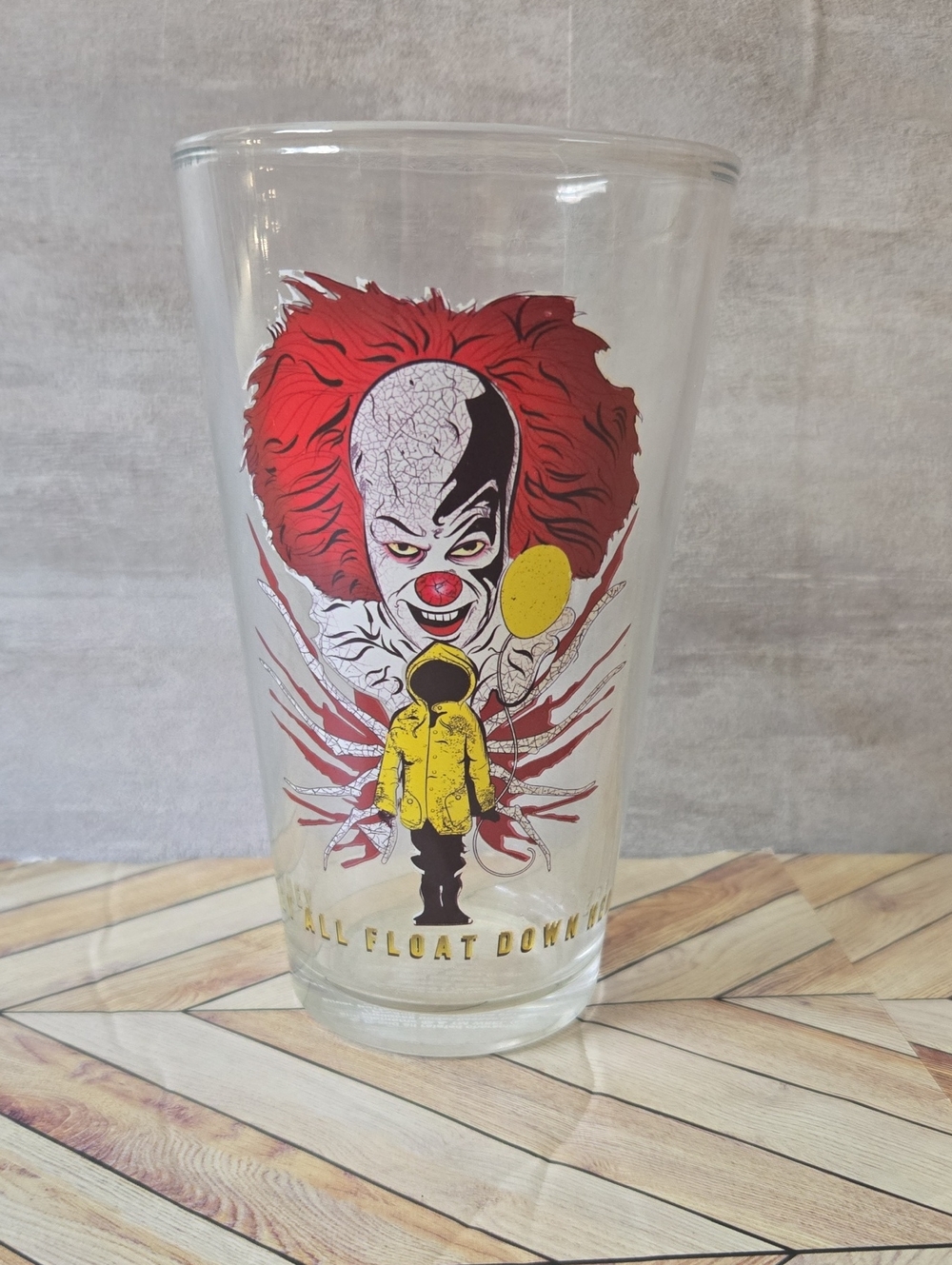IT Pennywise Clown 16oz Pint Glass Stephen King Horror Movie Drink Tumbler